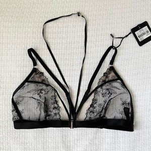 HONEY BIRDETTE Emma black lace bra bralet bralette L